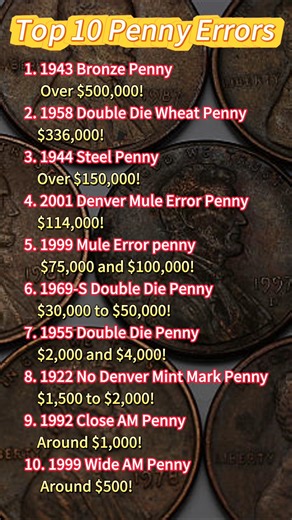464K views · 2.3K reactions | Top 10 Penny Errors You Need to Know About #coin #penny #coincollecting #rarecoins | HeritCoin | Facebook