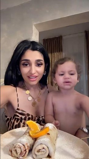 Melek and her granddaughter eating pancakes together! #melek