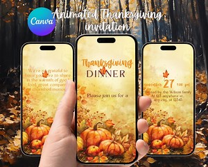Editable Thanksgiving Dinner Invitation: Animated Party Invite (digital Download) - Etsy
