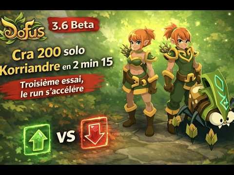 Dofus 3.6 Beta : Cra 200 solo Korriandre en 2 min 15 — Troisième essai, le run s’accélère