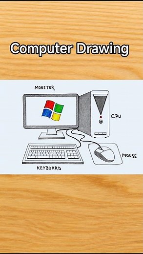Computer Drawing 🖥️ #schoolproject #computer #drawing