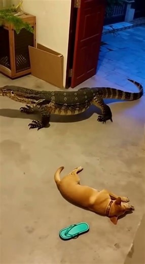 A monitor lizard attacks a dog #animals