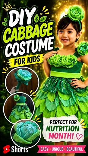 DIY Cabbage Costume🌿 | Easy Nutrition Month Costume Idea | Handmade by Del Creation