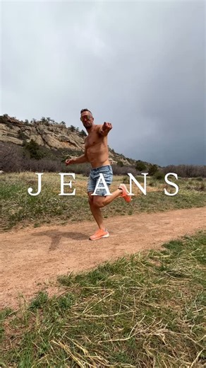 Wade Critides on Instagram: "At this point if you aren’t running commando in jeans, raw dog (no headphones) - are you even really running?! Shoutout @just_truett for the good looks on how epic running in jeans is! Super comfy. Aids performance. Send this to someone who needs to up their running game. #jeanshorts #runinjeans #running #runningtips"