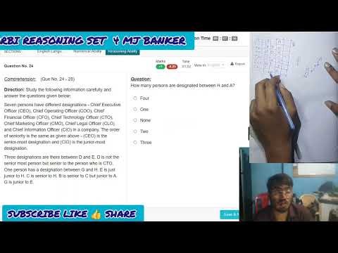 RBI assistant 2026 Reasoning Mock Test 4 | Prelims Level | 20 Min Challenge | Can You Score 18+?