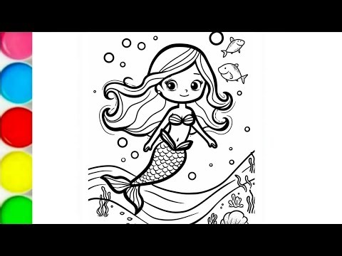 Barbie mermaid princess drawing and colouring, barbie doll colouring book #2