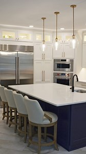 With new countertops like these, you'll have so much room for activities! 🙌 These beautiful Izaro counters from Q Quartz truly give this kitchen an elegant feel, all while making the kitchen more functional and allowing room for plenty of seating. Your kitchen will truly be the gathering place for your home. | Creative In Counters
