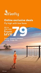 Enjoy all-in one-way fares from MYR 79 when you book via Firefly's official website or app. | Firefly Airlines