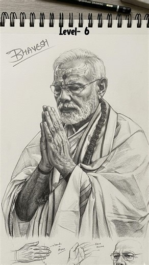 PM Narender Modi sketch from 0 to 7 level ✍️ #pencilsketch #artprogress