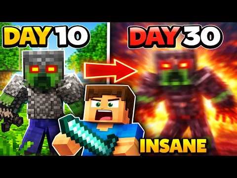 Minecraft But Mobs Get STRONGER Every Day… (Day 30 Is INSANE)
