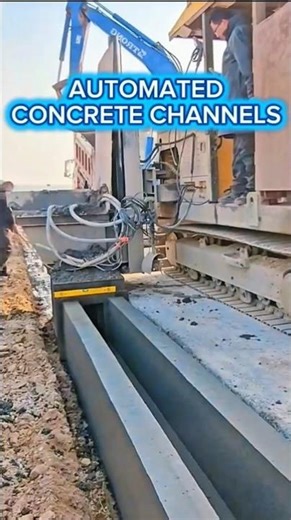 Slipform Paver in Action – Automated Concrete Canal Construction.