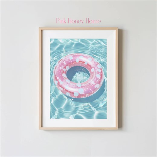 Pink Pool Float Wall Art | Summer Pool Poster | Poolside Decor Print | Vacation Aesthetic Artwork | Pink Summer Decor - 0009 - Etsy