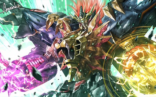 机战W最强破坏神始源勇者王GGGG全武装战斗动画