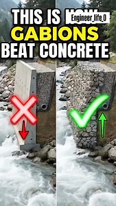 Gabion retaining walls are cost-effective, permeable gravity structures constructed from rock-filled wire mesh baskets (galvanized or PVC-coated) that hold back soil, prevent erosion, and allow water to drain freely. They are ideal for landscaping, slope stabilization, and infrastructure, usually requiring a simple, compacted gravel base rather than a concrete foundation #gabionwall #retainingwall #construction #CivilEngineering #floodcontrol | CivilEngineer