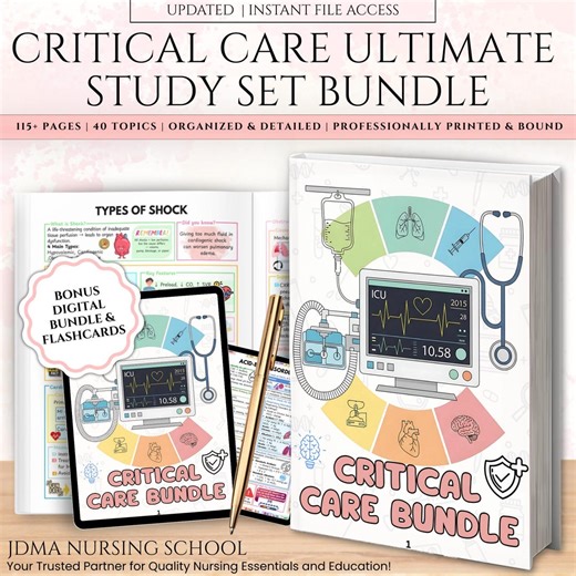 Critical Care Nursing Book | ICU Study Guide Physical Book | 115  Pages ICU Nurse Guide | Nursing Student Gift - Etsy