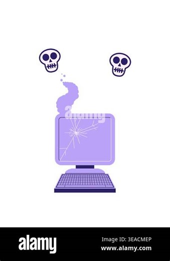 spinning skulls animation of broken computer graphic vector illustration Stock Video Footage - Alamy