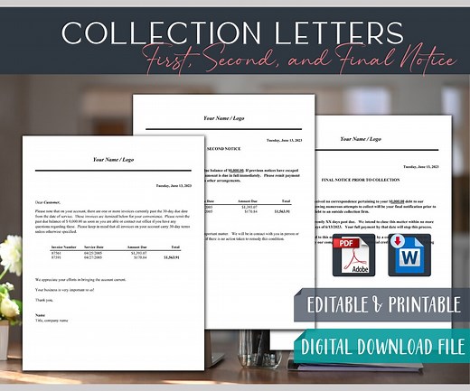 Collection Letter Templates: Past Due Account Notice (editable Word) - Etsy
