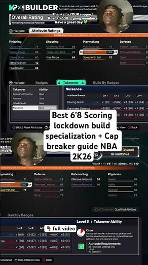 Best 6’8 Scoring Lockdown Build 2K26 Cap Breaker Guide