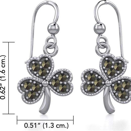 Celtic Shamrock Hook Earrings with Marcasite TER1800