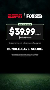 Introducing the new ESPN, FOX One Bundle. Unlock more sports for one unbeatable price. Sign up today. | FOX One
