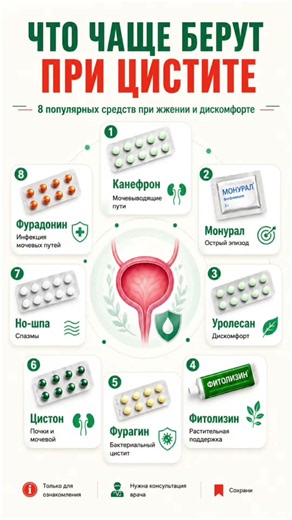 Цистит: 8 средств, которые часто используют при жжении и дискомфорте #здоровье#лайфхаки# #рецепты