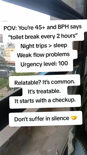 Waking up every 2 hours to pee? Weak or slow urine flow? Feeling an urgent need to rush to the toilet? Struggling to empty your bladder completely? These are common signs of benign prostatic hyperplasia (BPH), also known as an enlarged prostate. Don't ignore them—they can affect your sleep, daily life, and overall well-being. ✅ The good news? BPH is common, and treatment options are available. Early medical evaluation can help you find the right management plan. Don't suffer in silence. Get chec