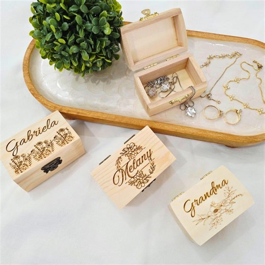 Personalized Laser Engraved Wooden Keepsake Box | Jewelry & Memory Box - Etsy