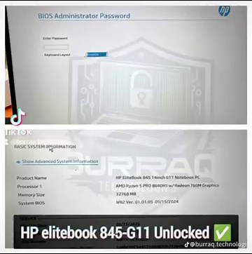 HP 845-G11 BIOS Unlock ✅ | No Password | Unique Case Solved 2025 🔓 #burraqtechnologies