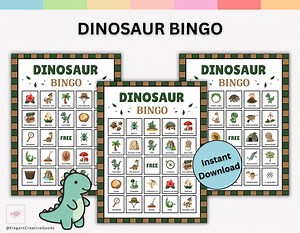 Dinosaur Bingo Game, Fun Party Game for Kids, Dinosaur Birthday Bingo, Printable Activity, PDF Downloadable, Classroom Activity Game PNG. - Etsy
