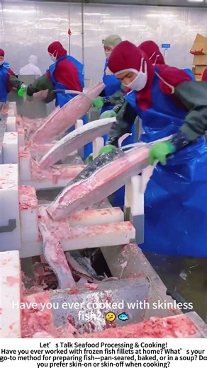 Frozen Fish Skinning – Precision Work in a Seafood Factory! 🔪🐟