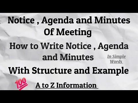 || Notice , Agenda and Minutes Of Meeting || Minutes of Meeting || #communication
