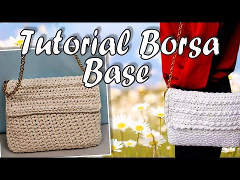 TRACOLLA BASE SEMPLICE UNCINETTO tutorial borsa tracolla semplice all'uncinetto
