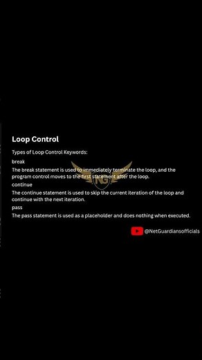 Explained Loop Control in Python. #pythonprogramming #course #youtube #loops #pyhton