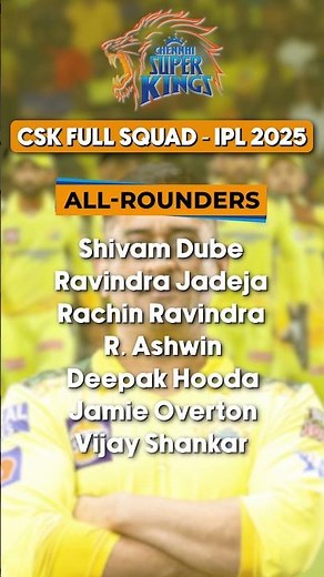 CSK Full Squad IPL 2025 : Full Players List of Chennai Super Kings | CSK IPL 2025 Squad |
