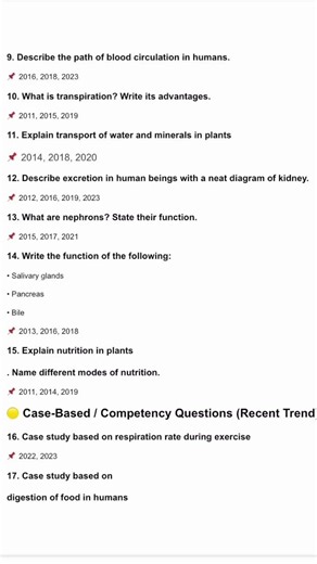 Class 10 ch life process #mostimportantquestions #lifeprocesses #lifeprocess #class10 #previousyear