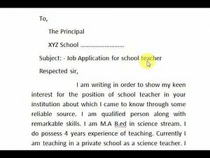 JOB APPLICATION FOR SCHOOL TEACHER/ HOW TO WRITE APPLICATION FOR SCHOOL TEACHER.