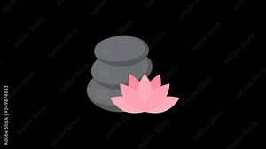 spa icon animation spa pebbles stone icon lotus on green background. video footage, 4K