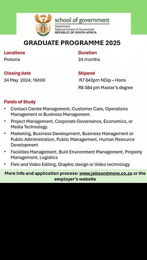 #Graduate Programme #Internship #jobs #jobopportunity #jobplug #jobseeker #hiring #jobvacancies #southafricatiktok Job opportunities South Africa Job hunting Job vacancies Government vacancy Government job Government internship Public service internship NSG vacancies National School of Government vacancies government job Graduate I tership Public service vacancy DPSA vacancy circular 16/2024 Jobs and more Jobsandmore.co.za www.jobsandmore.co.za