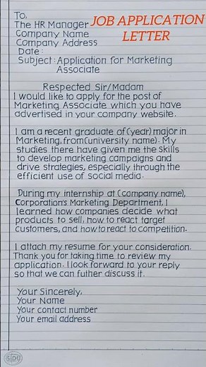 JOB APPLICATION LETTER FOR FRESH GRADUATE #shorts