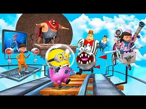 Astronaut minion vs All bosses ! Meena, El macho, Vector and Villaintriloquist
