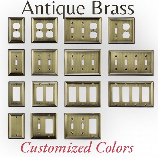 Antique Brass Switch Plate Cover, Multiple Styles, Free Screws (10 Colors) - Etsy
