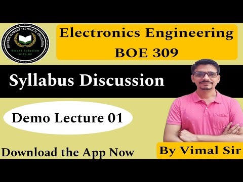 Electronics Engineering BOE 309 || Demo Lecture 1 || Syllabus Discussion || Electronics By Vimal Sir