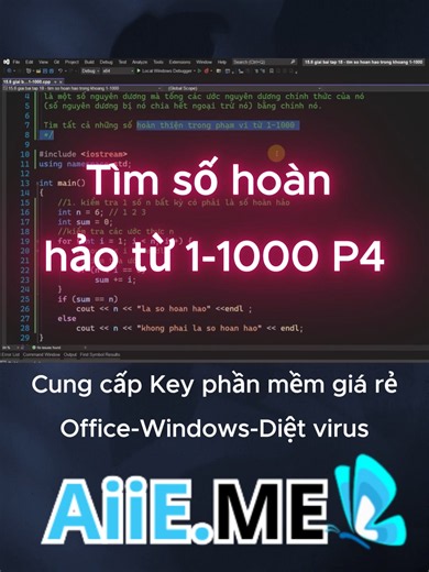 Tìm số hoàn hảo từ 1-1000 P4 #visualstudio #project2021 #project2016