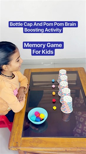 Bottle Cap And Pom Pom Brain Boosting Activity | Memory Game For Kids @worldofvedi1 #shorts