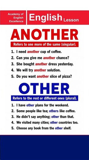ANOTHER VS OTHER | Beginners to Advanced Level | Academy of English Excellence #english