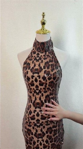 Sequin leopard halter dress