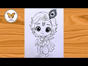 Little krishna drawing| bhagwan drawing| chitra