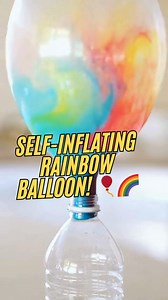SELF-INFLATING RAINBOW BALLOON! 🎈🌈 Watch a balloon magically blow itself up with the power of fizz! The Fuel: Pour 1/2 cup of vinegar into an empty plastic water bottle. The Colorful Trick: Add a few drops of food coloring into the vinegar (or put drops of different colors inside the balloon itself for a swirling effect!). ​ The Charge: Use a funnel to fill a balloon halfway with baking soda. The Setup: Carefully stretch the neck of the balloon over the mouth of the bottle—don’t let the baking