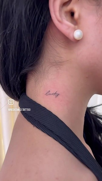 minimalist script tattoo on the neck, for Lizzie ✍️ tattooed by resident artist Gary Lauron 💌 DM us on Instagram @redeemed.tattoo for bookings 🌞 OPEN 7 DAYS A WEEK, 1-8PM 👣 walk-ins are welcome 📍RDMD. Tattoo Studio, Crossroads Mall, Gov. M. Cuenco, Banilad, Cebu City #fyp #tattoo #tattooph #tattoocebu #RDMD #RDMDtattoo #RDMDtattoostudio #RDMDcebu