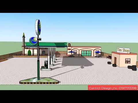 3D Model of Petrol Pump & Fuel Station 3D Visualisation by Engr Emon Bnagladesh Oil petrol pump 3d